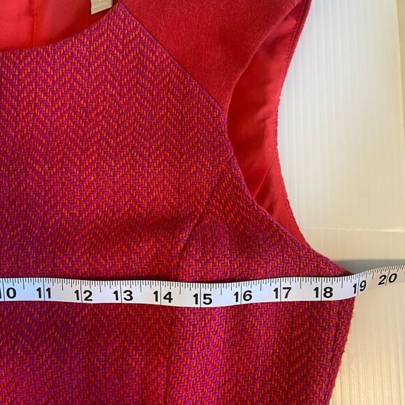 Banana Republic Wool Blend Red Pink Herringbone Sheath Dress Size 10 Mod Retro - Picture 10 of 11